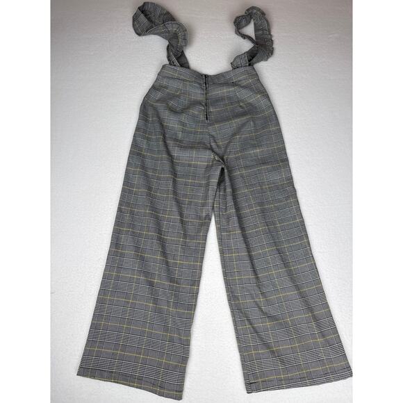 ModCloth cropped plaid ruffle suspender pants size S - Picture 3 of 9